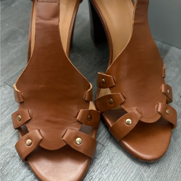 Brown Leather Sezane Heel Sandals - Like New - Size 8 - Picture 12 of 14